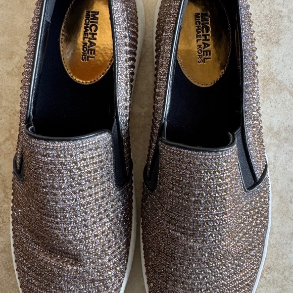 Michael Kors Keaton Slip-ons size 8.5 Bronze with Rhinestones - Picture 2 of 5